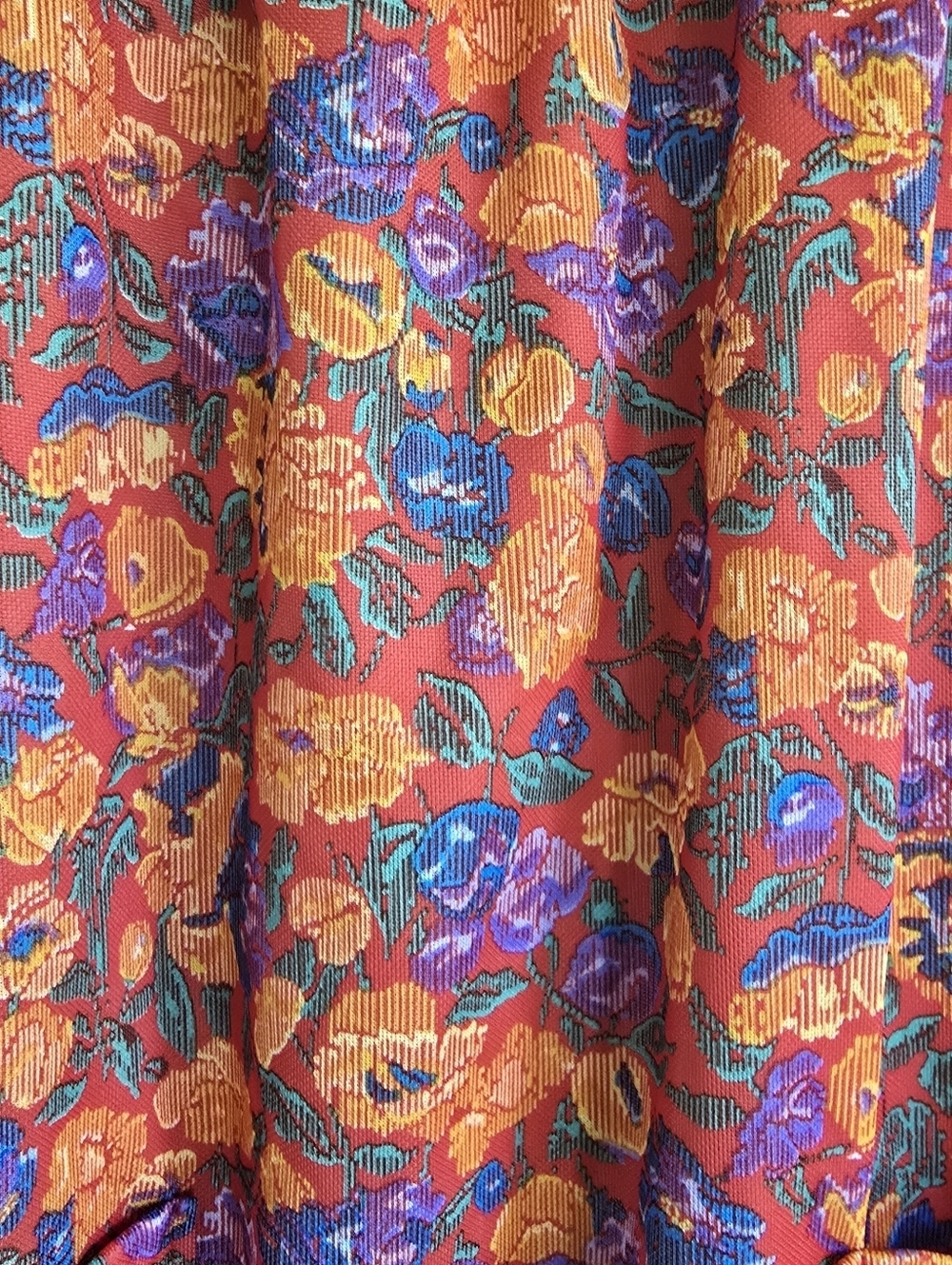 Vintage 1970s Sears Floral Psychedelic Pinafore Apron Dress Red Orange 16.5 - Picture 14 of 14